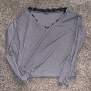 Shein XL lace detail grey long sleeve top